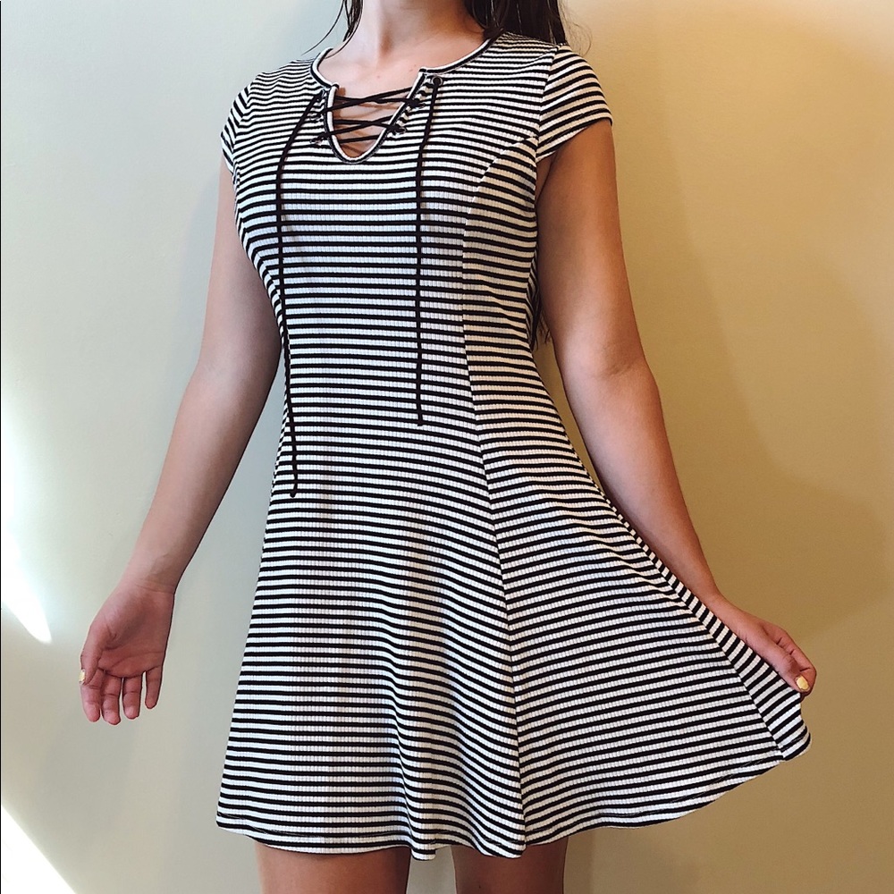 Black and White Striped Skater Dress